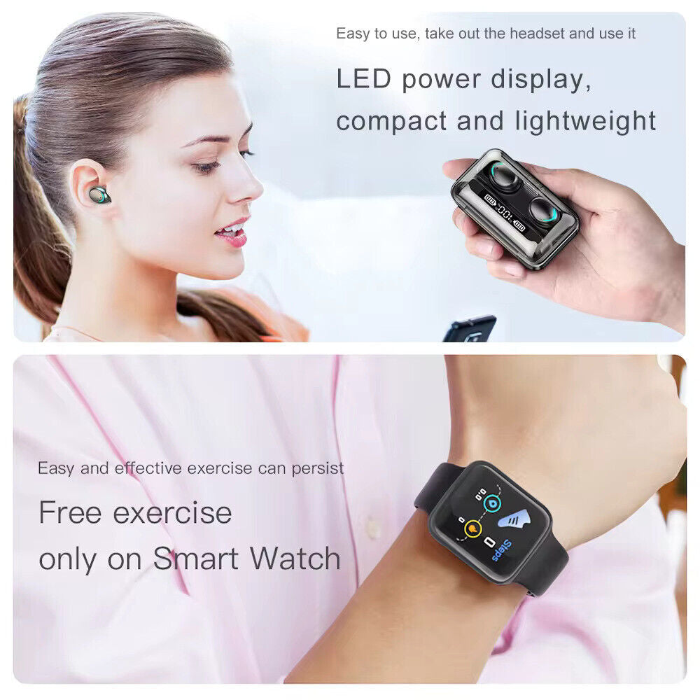 Smart Watch and Earbud Set (2 in 1), Heart Rate, Blood Pressure Monitoring, UK