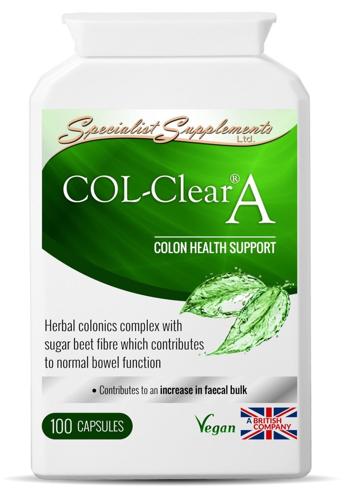 Col-Clear a X 100 Veg-Capsules; Colon & Bowel Cleanse; Specialist Supplements