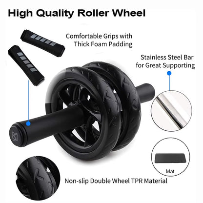 Non-Slip AB Roller for Fitness Gym Exercise, Abdominal Wheel Roller Trainning, 15CM