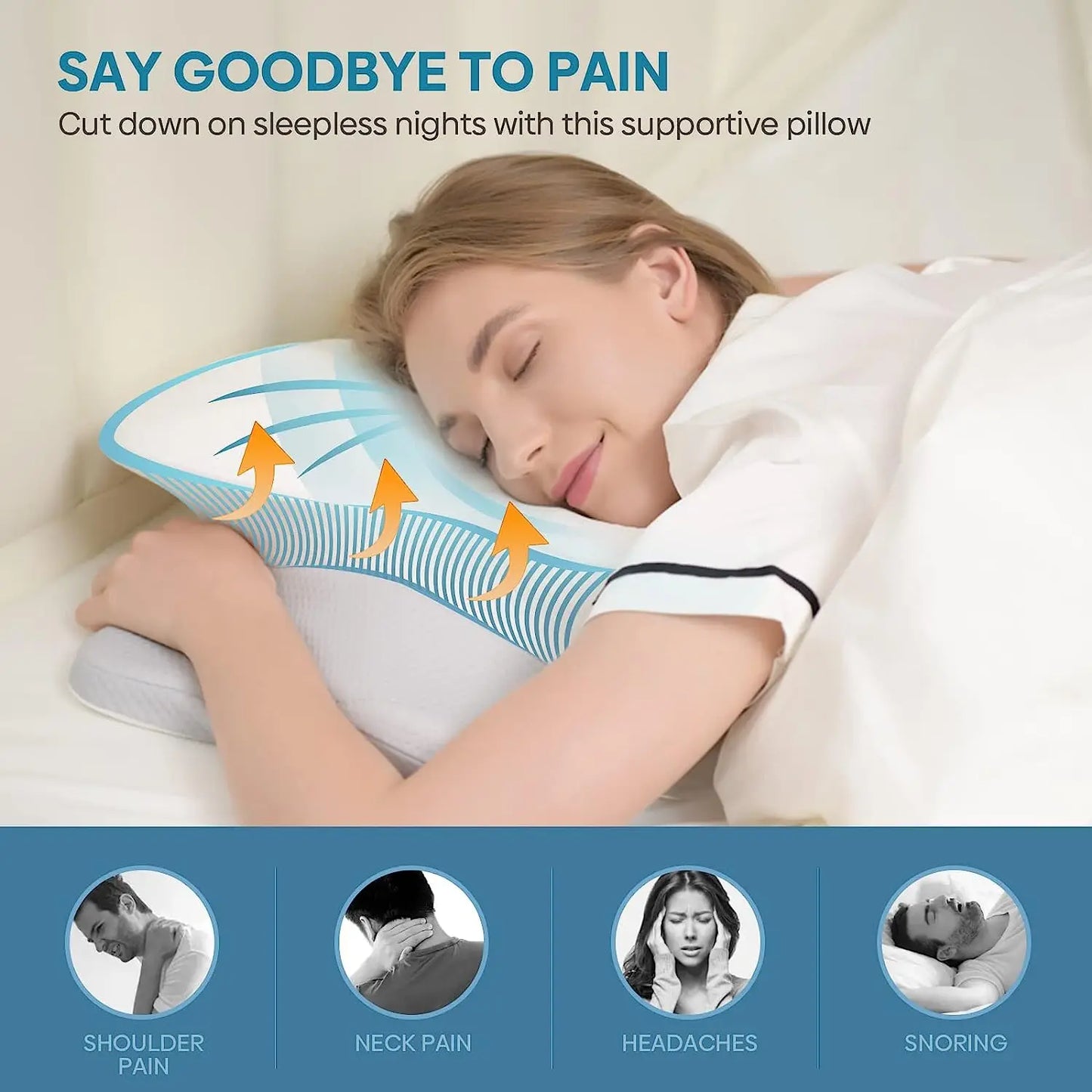 Odorless Orthopedic Pillow for Neck and Shoulder Pain Memory Foam Neck Pillow Ergonomic Sleeping Cervical Pillow