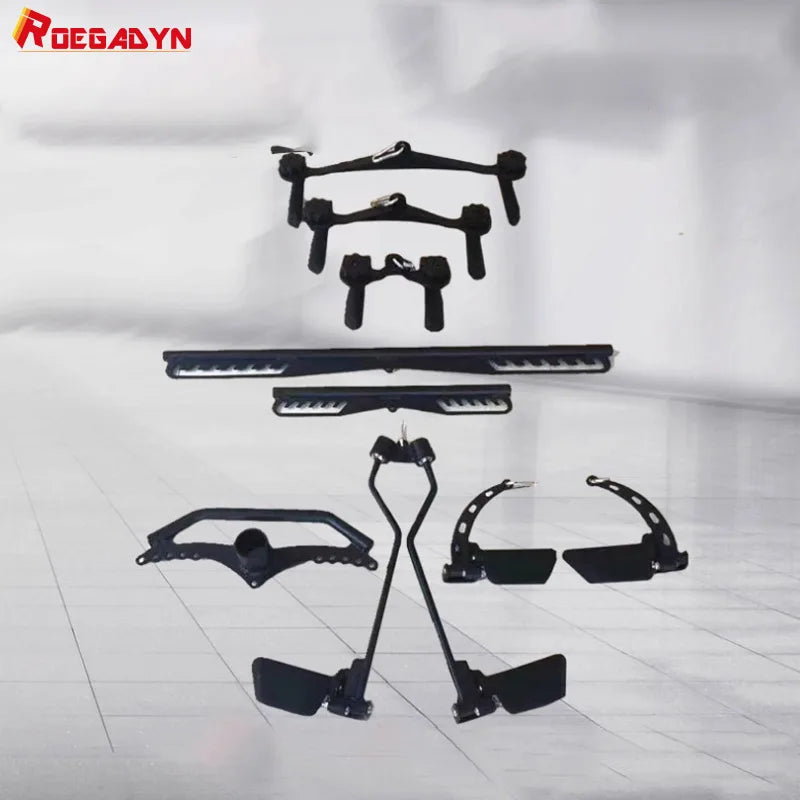 8 Piece Set Fitness Lat Pull down T Handle Bar Rowing Rotating V-Bar Pulley Cable Machine Handle Grip Gym Equipment Back Trainer