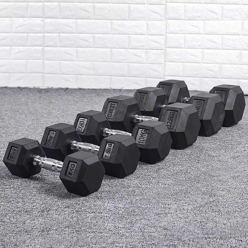 Hexagonal Fixed Dumbbells Men'S Fitness Equipment Home Ladies Rubber Dumbbells