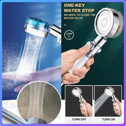 Water Saving Helix Shower Filter Whirlpool Shower Tropical Shower Head Turbofan Showerhead Spa Golden Pressure Pp Cotton Filter