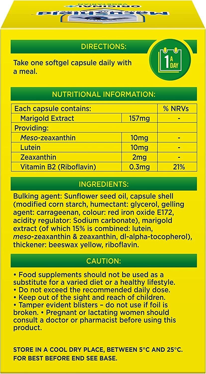 Macushield Original Vegetarian Eye Health Supplements Capsules 90 Day Pack